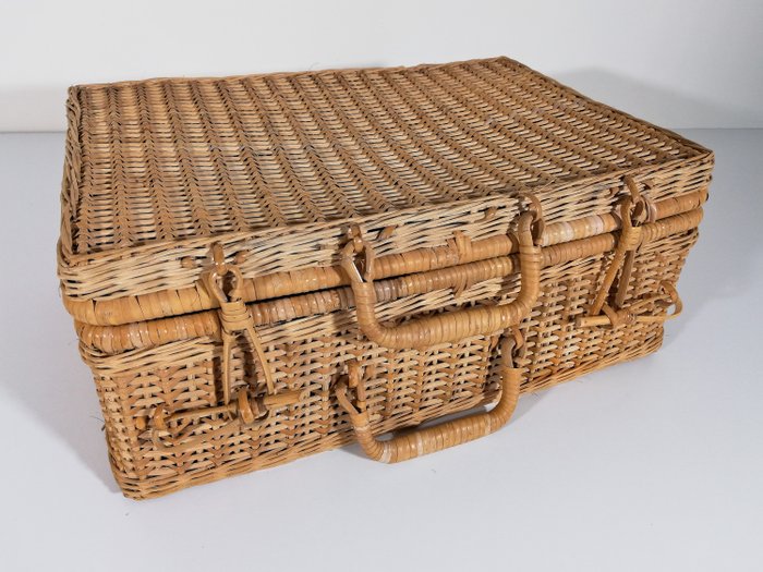 Original vintage rattan suitcase - Legno, Rattan