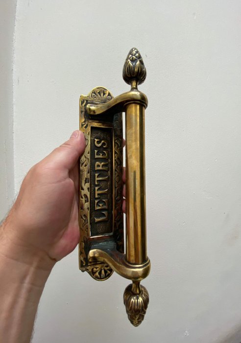 带信箱的门把手 - 铜 - 20世纪初