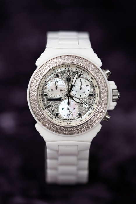 Lancaster Italy - 217 Diamonds for 1.83 Carat Chrono White Ceramic Pavè Collection White Mother of Pearl - OLA0292WGBN - 中性 - 2011至现在