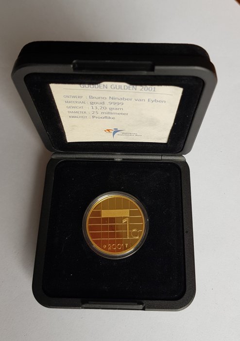 Pays-Bas - 1 Gulden 2001 - Koningin Beatrix - VARIANT ZONDER RANDSCHRIFT - Or