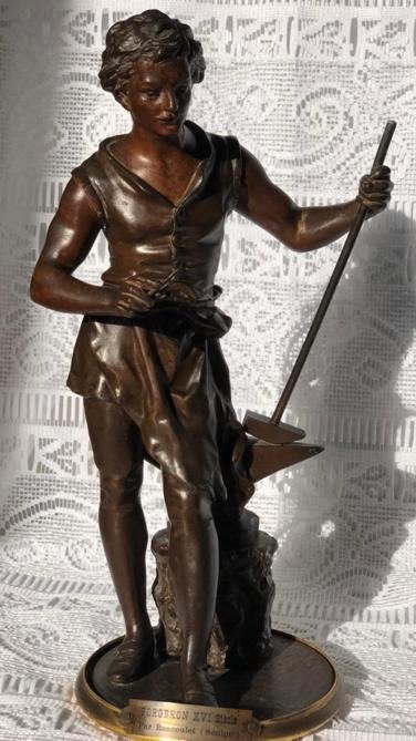Ernest Rancoulet (1870-1915) - 雕像, “ 16世紀的鐵匠” - 調節雙銅綠 - 約。1900年