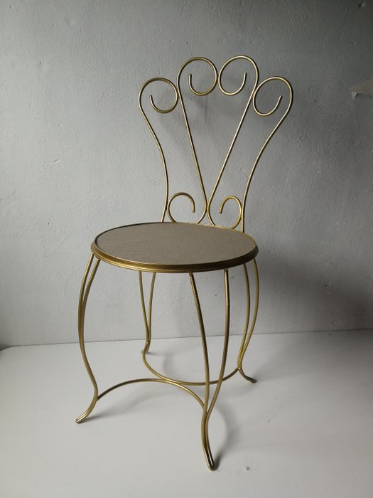 Gold Colored Wrought Iron Vanity, Wrought Iron Vanity Chair