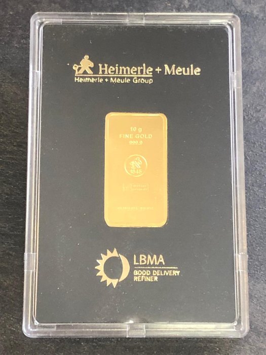 10 grammi - Oro .999 (24 carati) - Deutschland Heimerle + Meule Goldbarren mit Box - Seal+Certificato