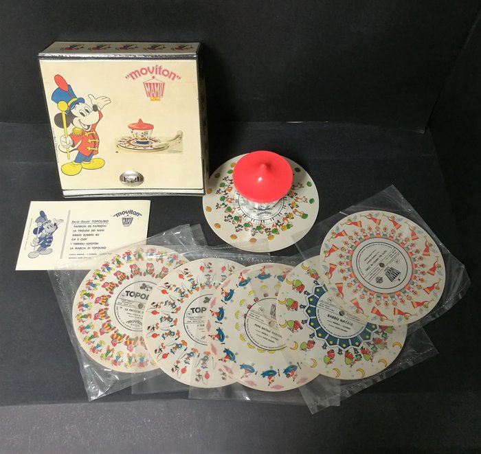 Dischi Mamil Disney - valigetta + sistema riflettente Moviton + 6 dischi 78 giri - First edition - (1960)