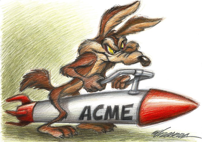 Wile E. Coyote - ACME - Original drawing by Joan Vizcarra - 原创艺术