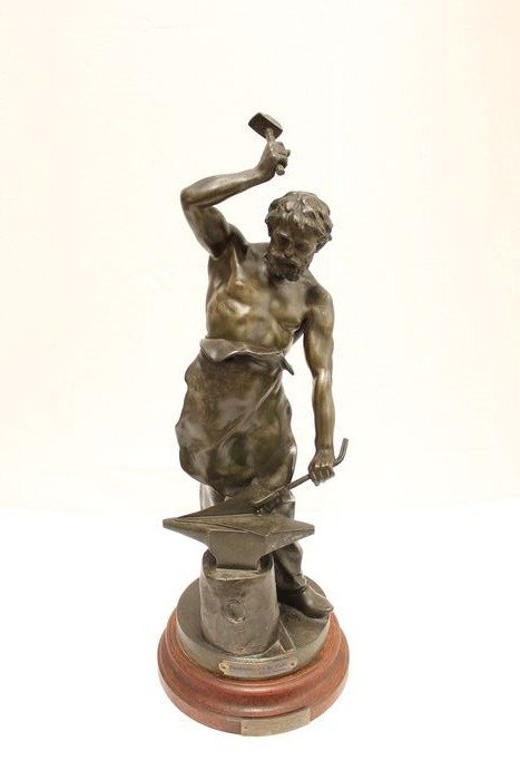 Anatole J. Guillot (1865-1911)  - Sculpture, forgeron - 64,5 cm (1) - Zamac - Début du XXe siècle