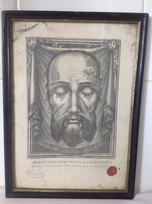 Vera Bildnisse Sacri Vultus de.n. Jesu Christi (1) - Stoff, Holz, Glas - 18. Jahrhundert