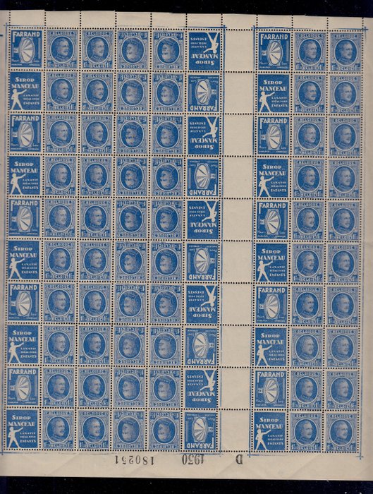 Preview of the first image of Belgium 1930 - Pubs - PUc 3/4A(elk (x)+AB(10x) in volledig vel van 100.