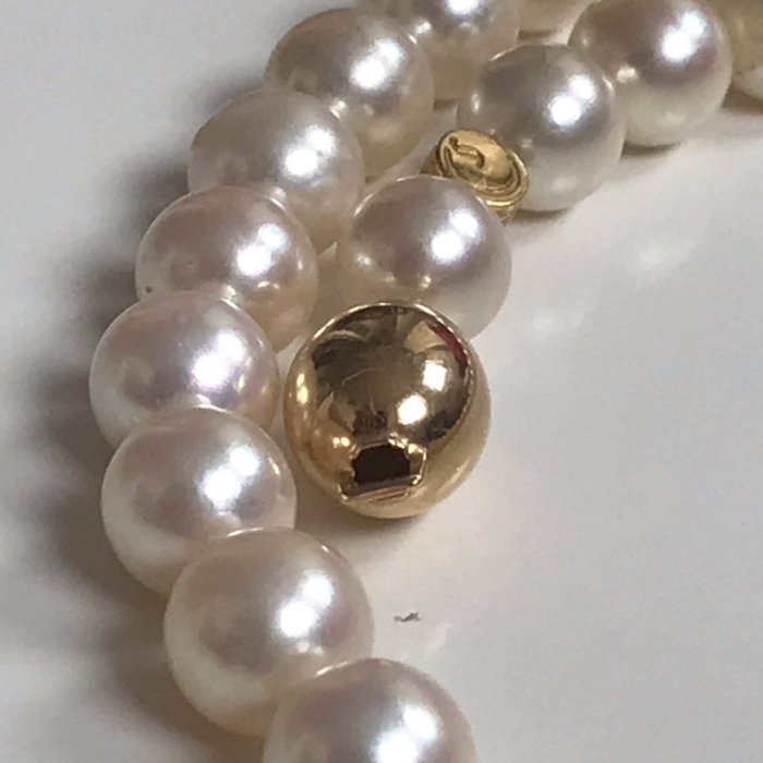 SCHOEFFEL Perlenkette - 18 kt Akoya-Perlen, Gold,  9.38 mm - Halskette