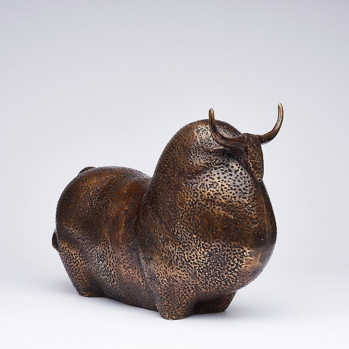 Sculpture abstraite d'un bison américain - Bronze