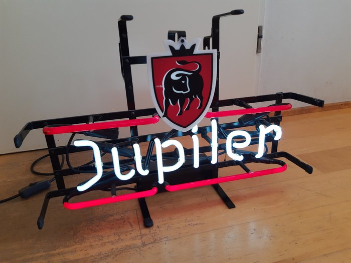 Neon reclame bord Jupiler Bier (1) - Metaal en glas