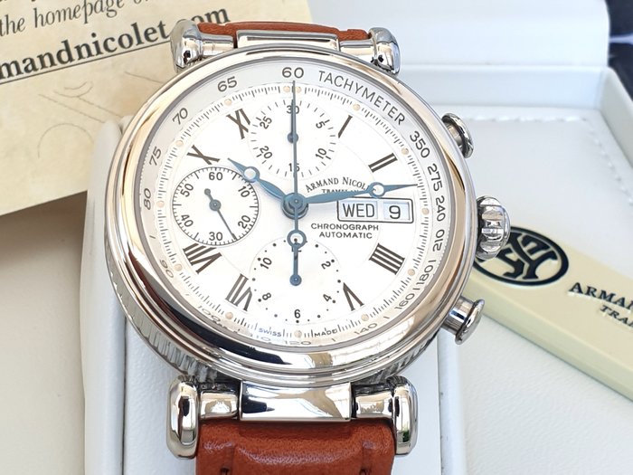 Armand Nicolet - Arc Royal Chronograph - 9428A-AG-P0910MR - Swiss Made - Homem - New