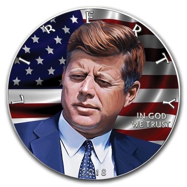 États-Unis. 1 Dollar 2018 John F Kennedy Colorized - 1 oz