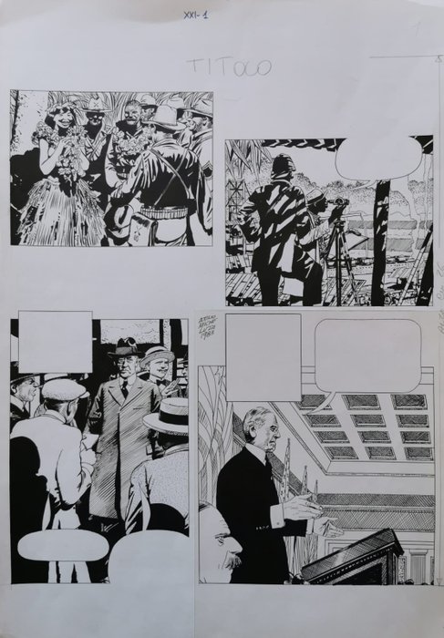 Micheluzzi, Attilio - 1 Original page - Americani, Storia dei popoli a Fumetti - 1983
