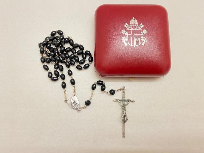 Rarissimo e esclusivo rosario di (Papa) San Giovanni Paolo II - Pasta vitrea nera