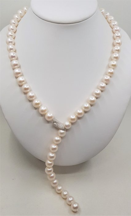 No Reserve - 925 Silver - 11x12mm White Cultured Pearls - - Catawiki
