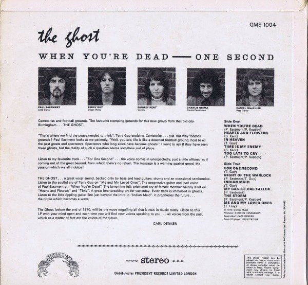 The Ghost – When You’re Dead – One Second (Psychedelic Rock) – LP Album – 1970/1970