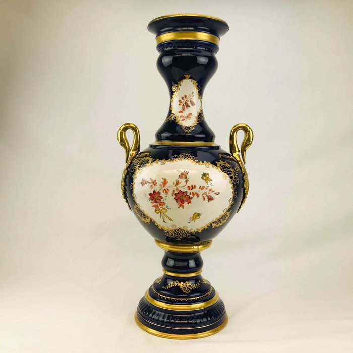 Manufacture Richelieu - Grand vase à anses cygne - 59cm - Doré, Porcelaine