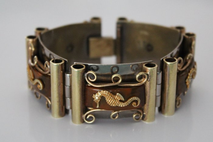 JHP Jean Painlevé Paris Art Deco Vergoldet - Armband Bakelit