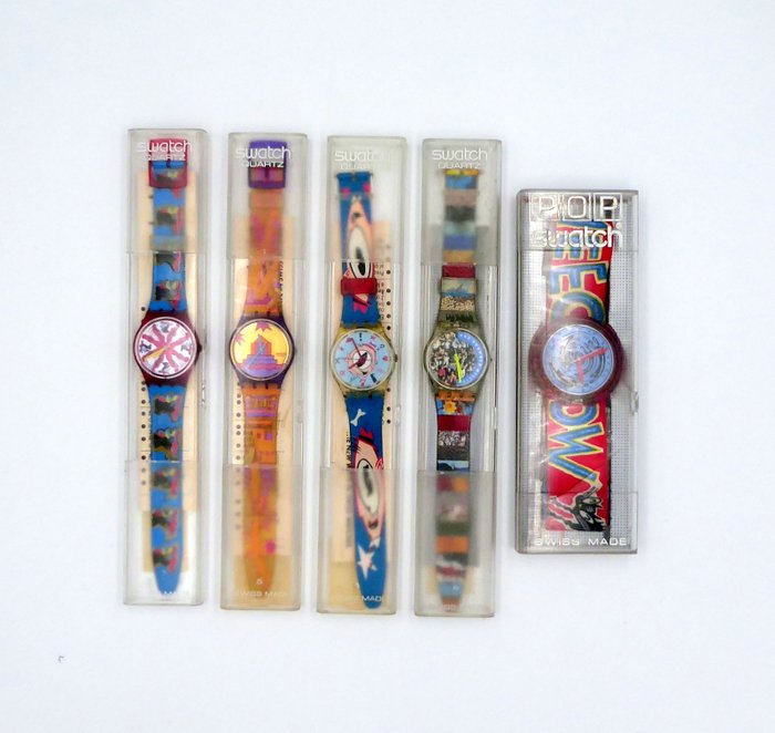 Swatch - Collection of 5 watches: POP, The People, Ghicchirichì, "Massimo Giacon" Gulp, Rara Avis - Unissexo - 1991-1992