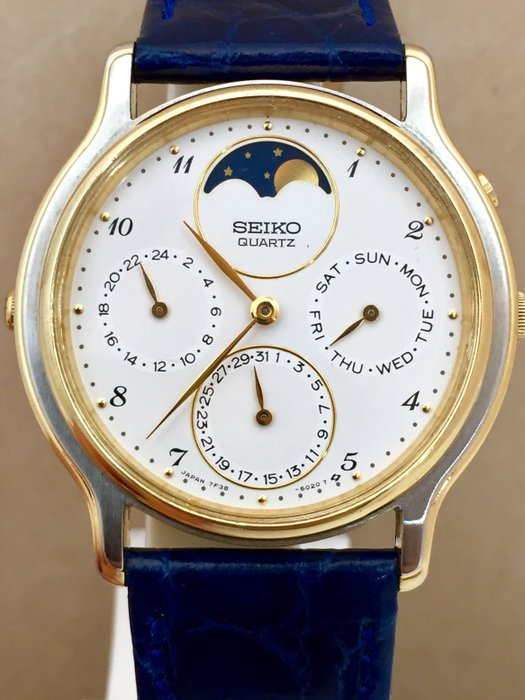 Seiko - 7F38-6070 - Triple Date Moonphase - "NO RESERVE PRICE" - Homme - 1988