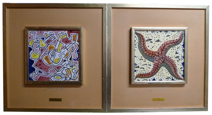 Salvador Dali - DMG - Tile(s) (2) - Keramik, trä