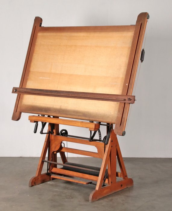 Mesa de dibujo o mesa de arquitecto - Hierro (fundido/forjado), Madera - Principios del siglo XX