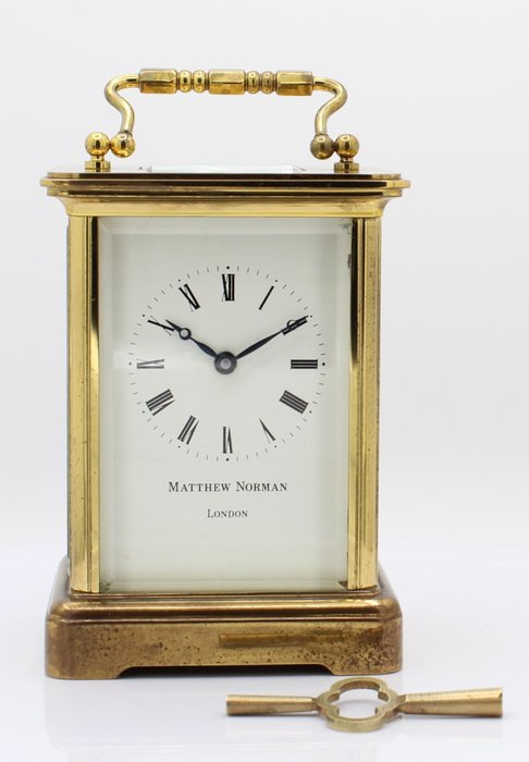 Matthew Norman Carriage Clock - Mosiądz i szkło - XX wiek