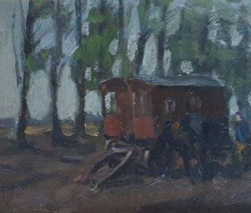 Willem de Zwart (1862-1931) - Woonwagen in landschap