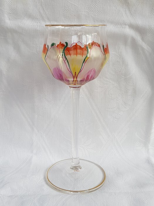 Image 2 of Meyr's Neffe (Adolf bei Winterberg) - Art Nouveau wineglass with enamel painting