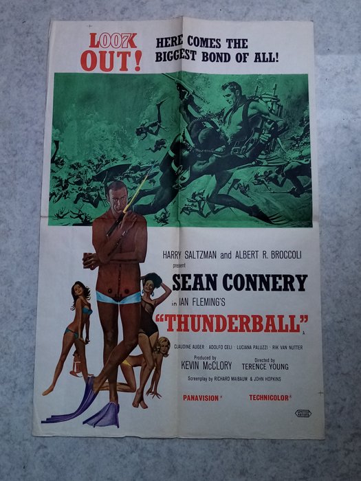 James Bond - Thunderball - Sean Connery  - Αφίσα, Vintage - 1965 Cinema Release (English) - Half Sheet (51 x 77 cm)  
