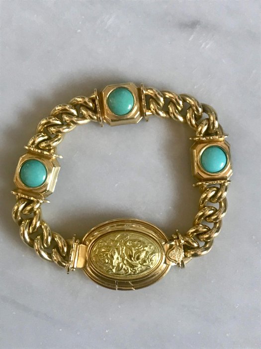 Ivo Spina - 18 kt. Yellow gold - Bracelet Turquoise
