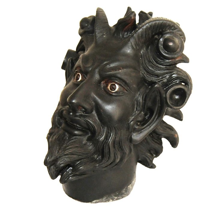 Escultura, la cabeza del fauno bailarín de Pompeya - Cera - siglo XX