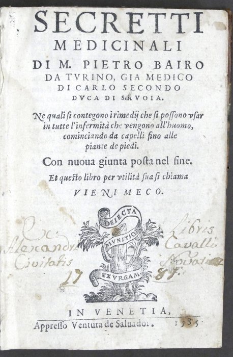 Pietro Bairo - Secretti medicinali - 1585