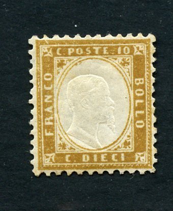 Italië koninkrijk 1862 - Victor Emmanuel II 10 cents bistre olive - Sassone N. 1e