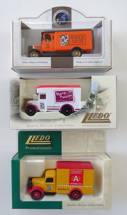 Accessories - DAVO vans 1998/2010 - Set of three original DAVO miniature freight trucks - In packaging
