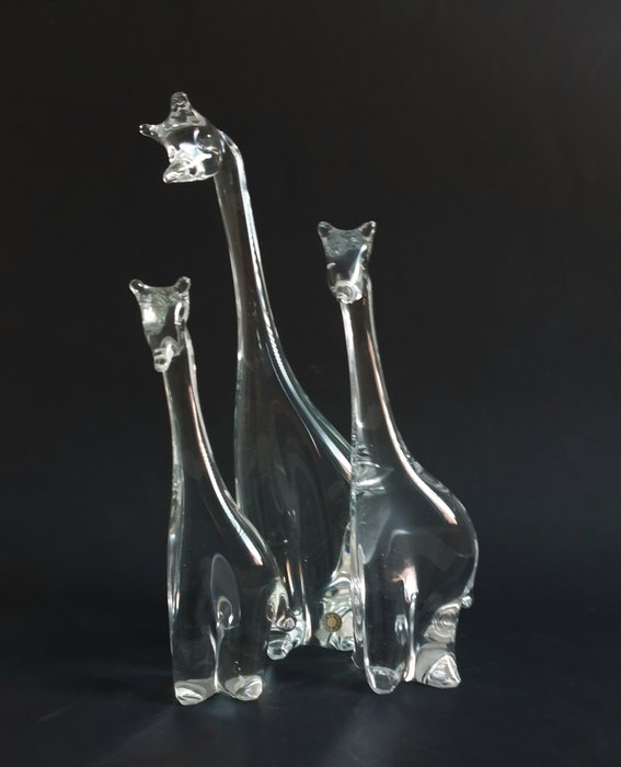 Pair of Glass Giraffes Made in Sweden Eneryda Glasbruk