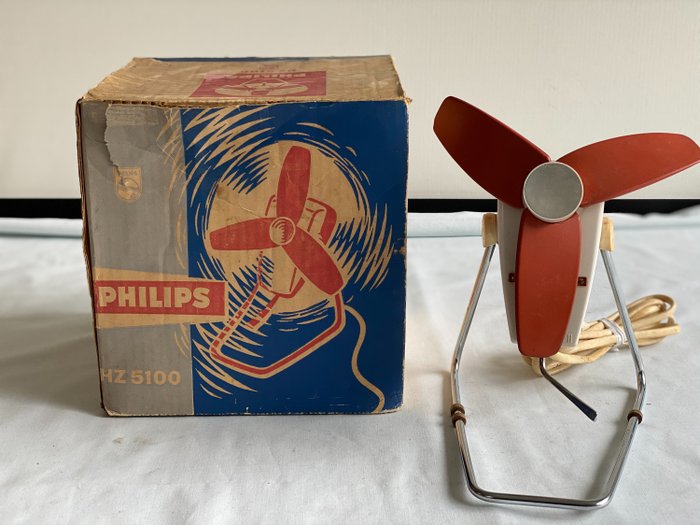 Philips - Ventilador de mesa / mesa vintage Philips - Moderno de meados do século - Metal e Plastico