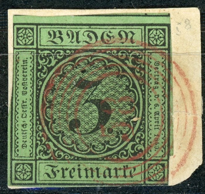 Baden - Baden – good lot, rare red postmark, photo expert findings