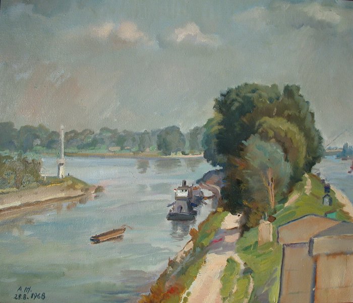 Alfred Mieses (1902-?) - Einfahrt zum Winterhafen rechts der Donaukanal