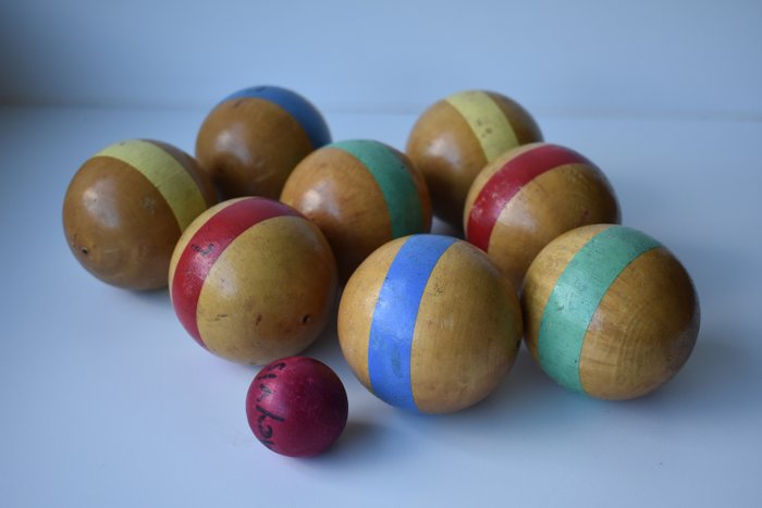 Josco ? - vintage zestaw drewnianych piłek do gry w petanque - bule (8) - drewno - plastik