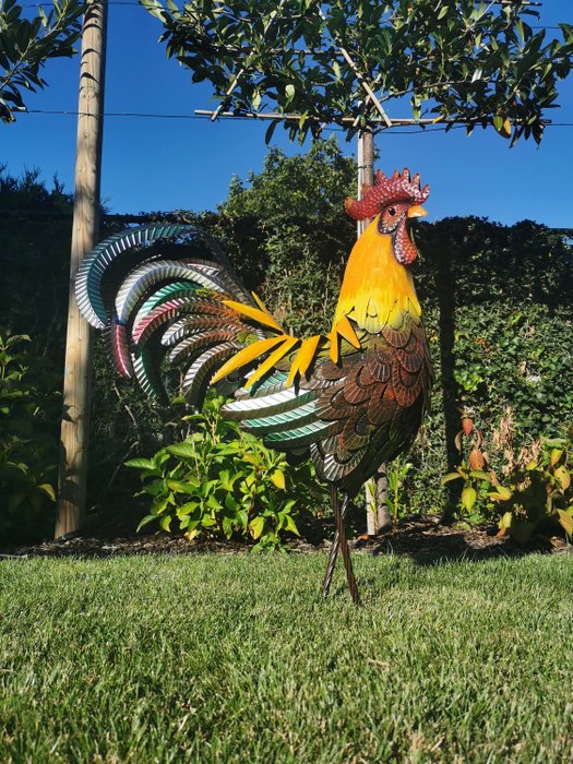 Image 3 of Very large sculpture of a rooster, 85 cm. high - metal - Recent