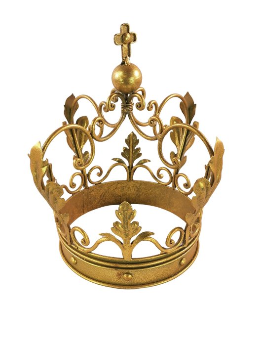 Figur - Mooie decoratieve kroon - 28 cm - Messing