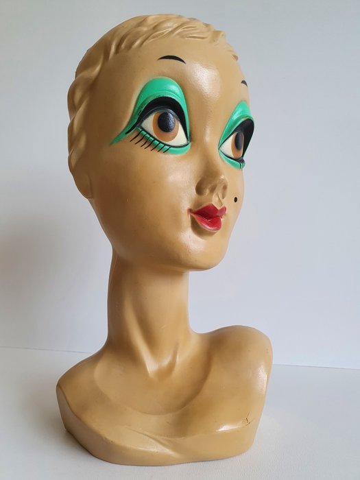 Exhibición de maniquí vintage Twiggy / cabeza / busto - Art Déco - plástico / plástico