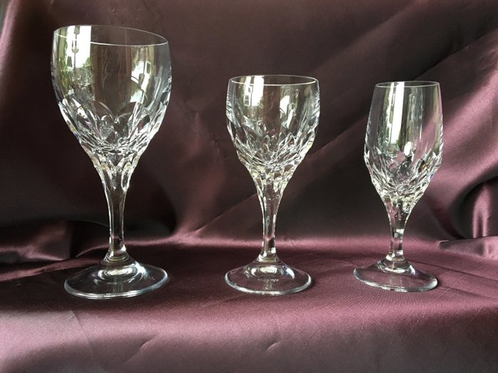 Peill & Putzler Germany - Vinrød / hvit og Sherry-briller (18) - Art Deco - Krystall