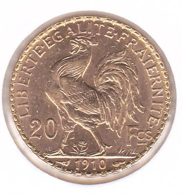 France. 20 Francs 1910 Coq / mariane