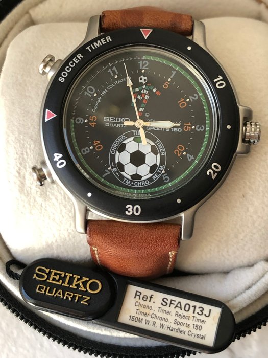 Seiko - “NO RESERVE  PRICE” Soccer timer Italia 90 black  N.O.S.  - SFA013J - Homem - 1980-1989