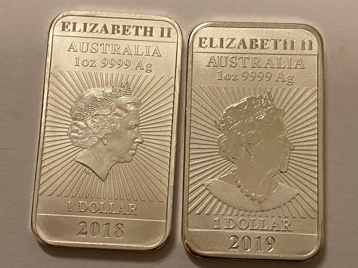 Australia - 1 Dollar 2018 , 2019 Rectangular Dragon 2 x 1 - Catawiki