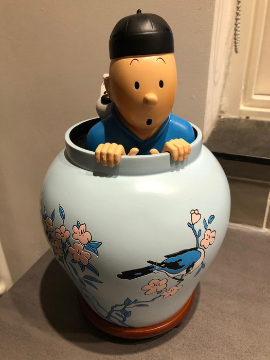 Tintin - Statuette Pixi / Regout 30000 - Tintin et Milou dans la Potiche (28 cm) - Le Lotus Bleu - (1991)