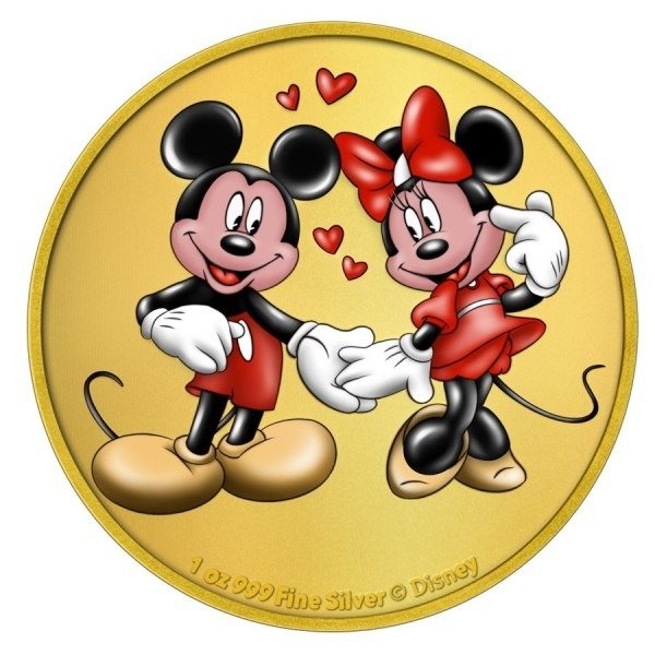 Niue. 2 Dollars 2020 Disney Mickey & Minnie Mouse Colorized - 1 Oz